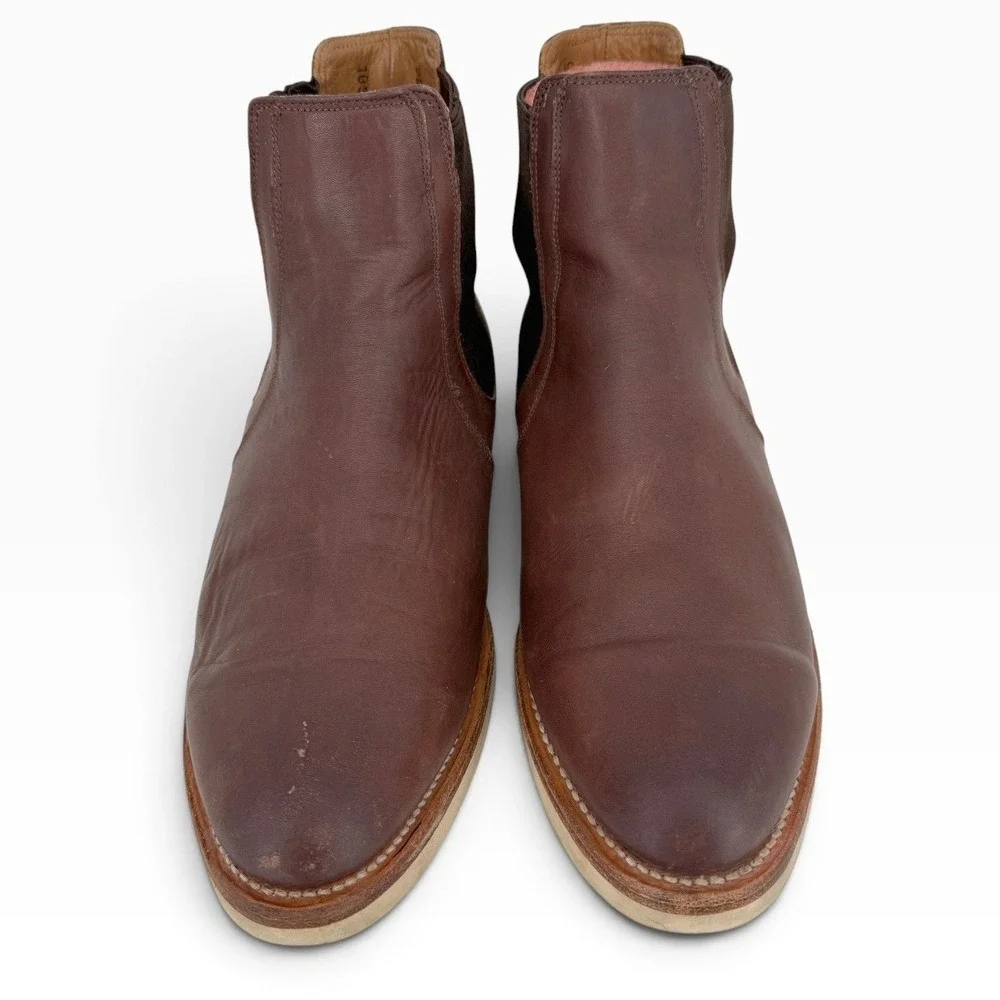 Tecovas The Luke Brown Leather Chelsea Boots Mens 9.5 EE Wide Vibram Wedge